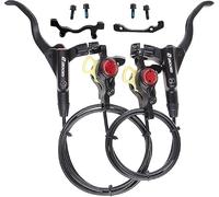 AEYINO Zoom Hydraulic Disc Brake Set, Left Front 800mm Right Rear 1450mm Aluminum Alloy Brakes, 2 Piston Calipers with IS/PM Universal Adapter /160mm Rotor for Mountain Bike (Black)