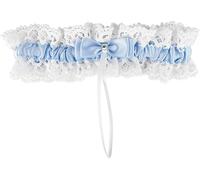 AEYURUID Blue Wedding Garter for Bride Stretchable Lace Garter with Bow Elegant Wedding Accessories Bridal Shower Parties Bride to Be Gifts