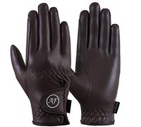 AF EQUESTRIAN Ladies Horse Riding Gloves Equestrian Sereno Synthetic Leather Gloves Brown (Medium)