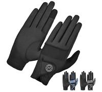 AF EQUESTRIAN Ladies Horse Riding Gloves - Lightweight, Touchscreen Compatible, Non-Slip Grip, Breathable Equestrian Gloves for Everyday Riding Rider Pro (Black, Large)