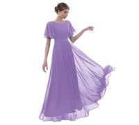 AF Fashion A-Line Scoop Neck Floor-Length Chiffon Bridesmaid Party Dress with Ruffle (as8, Numeric, Numeric_16, Regular, Regular, Lilac)