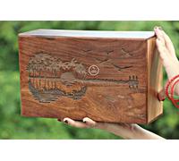 AF Luxury Handcraft Elegant Guitar Cremation Urn for Adult Ashes, Male & Female - Natural Burial/Funeral Urn Box, Pet Urn for Dogs and Cats