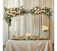 Afahok Over The Table Rod Stand with Clamps,Adjustable Height Metal Balloon Arch Stand,Black Table Arch for Wedding Anniversary, Birthday Party, Christmas Decoration