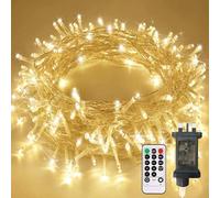 Afaiup 200 LED Fairy Lights Indoor Outdoor Clear Wire, Warm White Christmas Lights for Bedroom, 82Ft Twinkle Fairy Classroom Light Plug in for Home Wedding Tree Yard Patio Decor