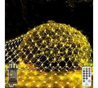 Afaiup Net Lights Outdoor, 3mx2m 192 LEDs Fairy Lights outdoor Christmas decoration, light net indoor plug in, warm white,waterproof,remote timer 8 modes, for bush garden Christmas tree gazebo Curtain
