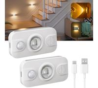 Afaiup Rechargeable Motion Sensor Cabinet Lights -7 RGB Colours Spot Light Display Cabinet Lights, Dimmable LED Night Lighting with Magnetic Mount for Kitchen Wardrobe Stairs Closet Corridor - 2PCS