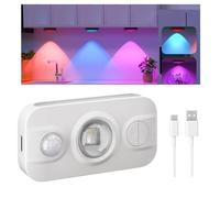Afaiup Under Cabinet Lights,Mini Rechargeable Motion Sensor Night Light Indoor -7 RGB Spot Light Display Cabinet Lights,Dimmable Stairs Lighting with Magnetic Mount, for Bedroom Wardrobe Closet,1PCS
