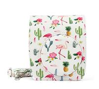 AFAKEREPPV Camera Bag PU Leather Shoulder Strap Camera Bag PVC Protective Case Fit For FUJIFILM Fit For Instax Mini 90 Neo Classic Digital Camera Bags(Mini90 flamingowhite)