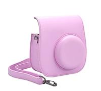 AFAKEREPPV Classic Retro PU Leather Camera Strap Shoulder Bag Protective Cover Camera Protective Cover Fit For Polaroid Fit For Fujifilm Mini 8 8+ 9 Digital Camera Bags(Light pink)