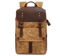 AFAKEREPPV Retro Batik Waterproof Canvas Large Capacity Camera Video Backpack Travel Casual Mens DSLR Photography Shoulders Bag Tripod Case Digital Camera Bags(Yellow)