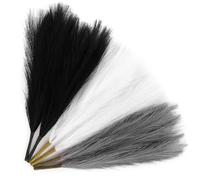 AFAMITOO 6PCS 17.7in/45CM Pampas Grass Plant White/Black/Grey Short Artificial Pampas Vase Filler Faux Pompous Grass for Modern Home Decor