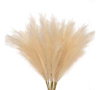 AFAMITOO 6Pcs Beige Tall Fluffy Fake Pompas 43.3"/110cm Faux Pampas Grass Fake Fluffy Stems Plants Floor Vase Filler for Home Boho Decor Flower Arrangement