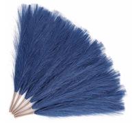 AFAMITOO 6Pcs Blue Artificial Pampas Grass - 17.7”/45CM Fluffy Faux Flowers for Floor Vases and Boho Decor