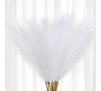 AFAMITOO Artificial Pampas Grass Stems - 8-Piece 38" White Faux Pampas Decor for Floor Vase Filler, Bohemian Home, Wedding, Party & Living Room Decoration