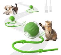 Afaneep Interactive Cat Toy Cat Ball Self-Employment Electric Ball USB Charging Magic Ball Dog 3 Working Modes Interactive Play Ball with Tail for Cats and Dogs (Green)