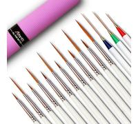 Afantti 15 Pcs Detail Fine Paintbrush Artist Paint Brush Set Tip | for Miniature Acrylic Script Liner Model Oil Watercolor Nail Art Painting