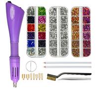 Afantti Hotfix Applicator Wand Rhinestone Setter Tool Gun Bedazzler Kit | 7 Tips | 3000pcs Hot Fix Rhinestones | Gems Crystals for Bedazzling Clothes Crafts