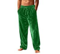 AFANYUH Mens Joggers Bottoms Velour Straight Leg Jogging Lounge Pants Golf Walking Hiking Trousers Casual Sweatpants L Green