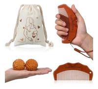 Afarnook 4 Pcs Birthing Comb Gifts Set Includes Wooden Labor Comb Acupressure Massage Ball Canvas Bag for Pregnant Women Labor Pain Relief Essentials New Mom Positive Encouragement Gifts