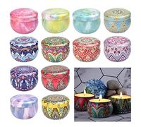 AFASOES 12 Pcs Candle Tins, 2.5 oz Empty Candle Jars Candle Making Tin Jars Metal Candle Tins Mini Candle Making Containers Candle Jars Metal Tins with Lids for DIY Candle Making, Arts, Crafts,Storage