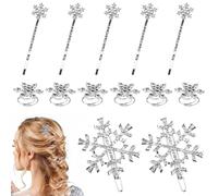 AFASOES 13 Pcs Snowflake Hair Clip Set Shiny Rhinestone Alloy Hairpins Christmas Snow Bobby Pins Flower Swirl Hairs Pin Spiral Barrette Accessories for Dating Wedding Daily Life