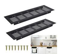 AFASOES 2 Pcs Air Vent Grille Cover, Aluminum Alloy Vent Cover Black Ventilation Cover Air Vents for Cupboard Wardrobe Ventilation (250*80mm)