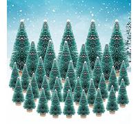 AFASOES 35 Pcs Miniature Christmas Tree, Mini Model Snow Trees Artificial Snow Frost Trees Mini Sisal Christmas Trees DIY Bottle Brush Trees for Xmas Party Home Party Diorama Models (4 Sizes)