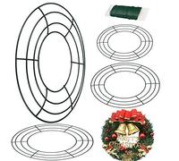 AFASOES 4 Pcs Wire Wreath Frame, Round Metal Wreath Frame Dark Green Wires Wreaths Rings Making Ring with Florist Wires for Christmas Wreaths, Crafts, Floral Arrangements,12/10/8 inch