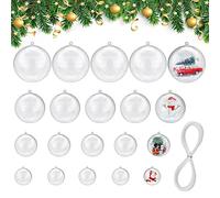 AFASOES 40 Pcs Christmas Clear Baubles, 6/5/4/3cm Clear Plastic Baubles Fillable Bauble to Fill Transparent Empty Ball Christmas Ornament Hanging Ball for Xmas Wedding Party DIY Crafts Decorations