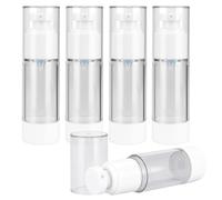 AFASOES 5 Pcs Airless Pump Bottle Empty Cosmetic Bottles Refillable Cosmetic Container Travel Pumped Dispenser Clear Vacuum Press Pump Bottles for Foundation, Makeup Lotion, Essential Oils (30ml)