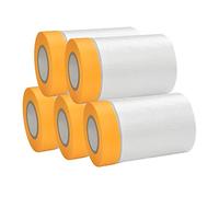 AFASOES 5 Rolls Dust Sheets Roll Plastic Masking Film Rolls Pre-Taped Dust Sheets Adhesive Dusts Sheet Roll Dust-Proof & Waterproof Shields for Painting, Decorating, Furniture Covering (55cm*20m)