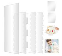 AFASOES 6 Pieces Cake Scraper Acrylic Cake Spatula Clear Cake Cream Spatula Set with Striped Edge Cake Scraper Acrylic Cake Smoother Cake Scraper Spatula for Cakes Buttercream DIY Tool