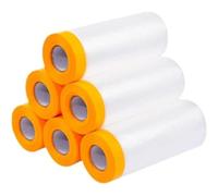 AFASOES 6 Rolls Dust Sheets Roll, 110cm x 20m Plastic Masking Film Rolls Pre-Taped Dust Sheets Adhesive Dust Sheet Roll Dust-Proof & Waterproof Shields for Painting, Decorating, Furniture Covering