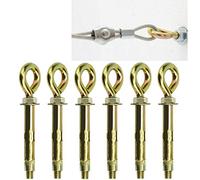 AFASOES 6pcs Expansion Anchor Bolts M6 x 60mm Expanding Eye Shield Bolt Fixings Heavy Duty Sleeve Anchors Ring Lifting Eyebolts with Closed Hooks for Secure Fixing in Wall Masonry Concrete
