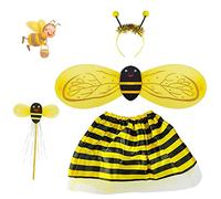 AFASOES Bee Costume Bumblebee Fancy Dress Halloween Costume Girl Christmas Dress Up for Christmas Party Costume with Wings, Headband, Wand, Skirt suit for Stage Performance,Role Playing(2-5 years)