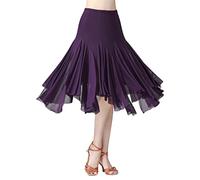AFAVOM Ballroom Dance Skirts for Women Ballroom Dancing Long Swing Waltz Latin Salsa Belly Dance Skirt Flamenco Dress Costume, Purple, One Size