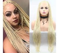 AFBeauty Blonde Micro Braided Wigs Knotless Cornrow Braids Synthetic Lace Front Braided Wig #613 Blonde Box Braided Wig Hand Braids for Women 26’’