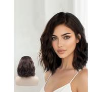 AFBeauty Bob Wigs for Women Brown Natural Curly Lace Front Bob Wigs Shoulder Length Glueless Short Wavy Soft Hair Wig for Party Daily Use Synthetic Heat Resistant Fiber Hair 14Inch