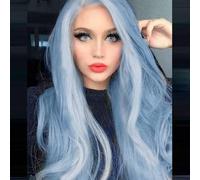 AFBeauty Light Blue Highlight Grey Synthetic Lace Front Wigs for Women Long Wavy Glueless Lace Front Wig Pre Plucked Natural Hairline Heat Resistant Cosplay Daily Party Date Wear Christmas 26 Inch