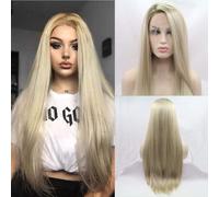 AFBeauty Omber Blonde Wig for Women Long Silky Straight Blonde with Light Brown Root Free Part Synthetic Lace Front Wig Heat Resistant Fiber Daily Wear