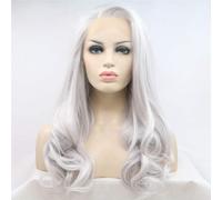 AFBeauty Platinum Grey Wig Synthetic Long Wavy Gray Side Part Silver Grey Glueless Wig Heat Resistant Fiber Lace Frontal Wigs for Women Cosplay Daily Wear