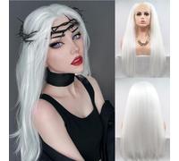 AFBeauty White Lace Front Wig Long Straight Platinum White Lace Front Wig Synthetic Pre Plucked for Women Heat Resistant Fiber Glueless Wigs 24inch