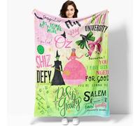 AFBQOPL Wicked Flannel Blanket Magic Movie Throw All Seasons Warm Cozy Soft Blanket for Sofa Chair Bed Halloween Women Girls Fans
