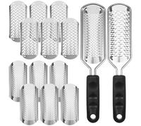 Afcabakila 14Pack Foot File Callus Remover Replacement Blades ilver Foot Grater feet rasp Callus removers Professional Metal File Calus Remover Hard Heel Scraper Skin Remove 2 Designs