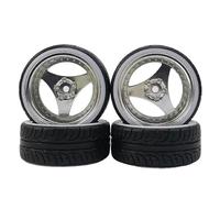 AFCAHEH 4pcs 3/6/9mm Offset for 1/10 Scale Plastic Wheel Rim with Hard Tire Tyre with Soft Insert RC Car Drift On road Touring Model(WHITE)