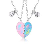 AFCJLTO Pack of 2 Love Necklaces BFF Necklaces Friendship Best Friends BFF Friendship Necklace Birthday Pendant Cute Magnetic Necklace for Best Girls as a Gift