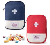 AFCJLTO Pack of 2 Travel Pharmacy Bags, Medication Bags, Small, Compact & Lightweight, Waterproof for Travel, Outdoor, Camping (Red, Navy)