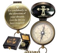 Afcrho Compass - Go Confidently - Luxury Wooden Box Unique Graduation Gifts for Him, College, High School, Cool Birthday Gift Idea for Son, Boys, Motivational Greeting Card Included
