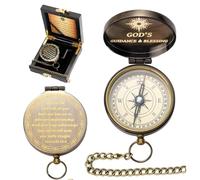 Afcrho Proverbs 3: 5-6 Engraved Compasses, Wood Box Greeting - Trust in The Lord Compass - Inspirational Gift Men, Christian Boys Baptism Gifts, Graduation Day with Wooden Box