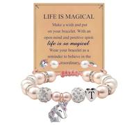 Afcrho Unicorn Bracelet Gifts - Heart Initial A To S Unicorn Jewelry Unicorns Gifts Rainbow Letter Unicorn Bracelets Birthday Gift, S, Alloy Steel, no gemstone